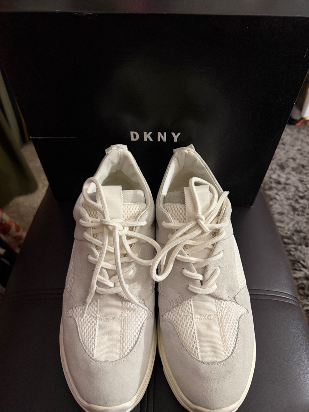 DKNY Off-White Lace-Up Sneaker